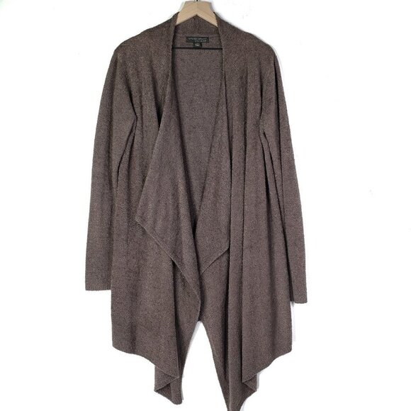 Barefoot Dreams ChicLite Calypso Drape Cardigan L/XL Waterfall Open Front Brown - Picture 2 of 11